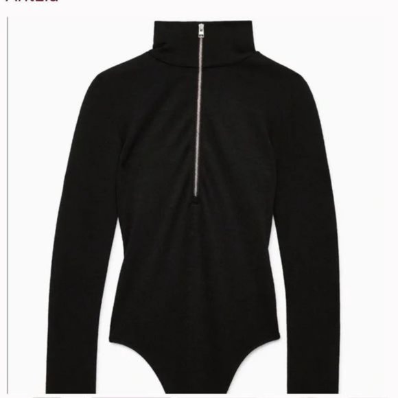 Aritzia Wilfred Free Brems Black Half Zip Bodysuit Sz Large - Picture 7 of 7